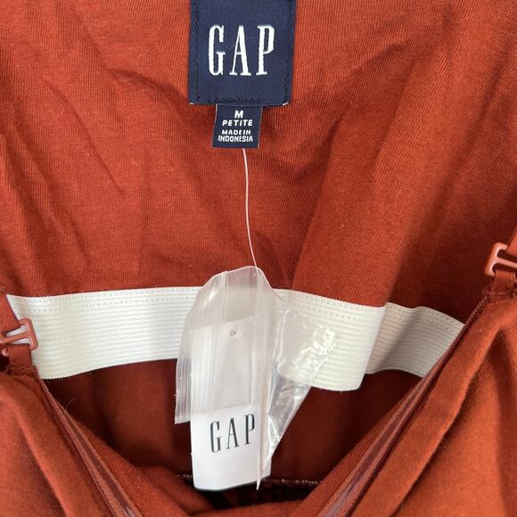 Gap Dress Mixed Media Midi Women's M Petite MP Brown Cotton Minimalist Pockets - Picture 10 of 12